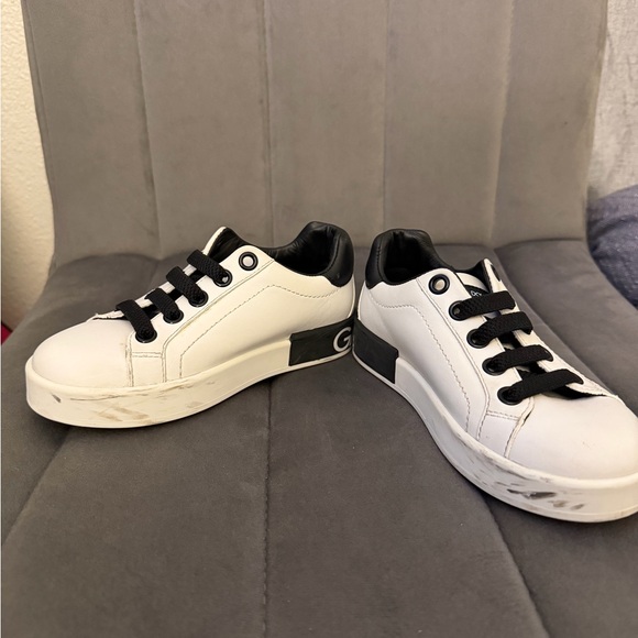Dolce & Gabbana White and Black Kids Sneakers - Picture 3 of 7